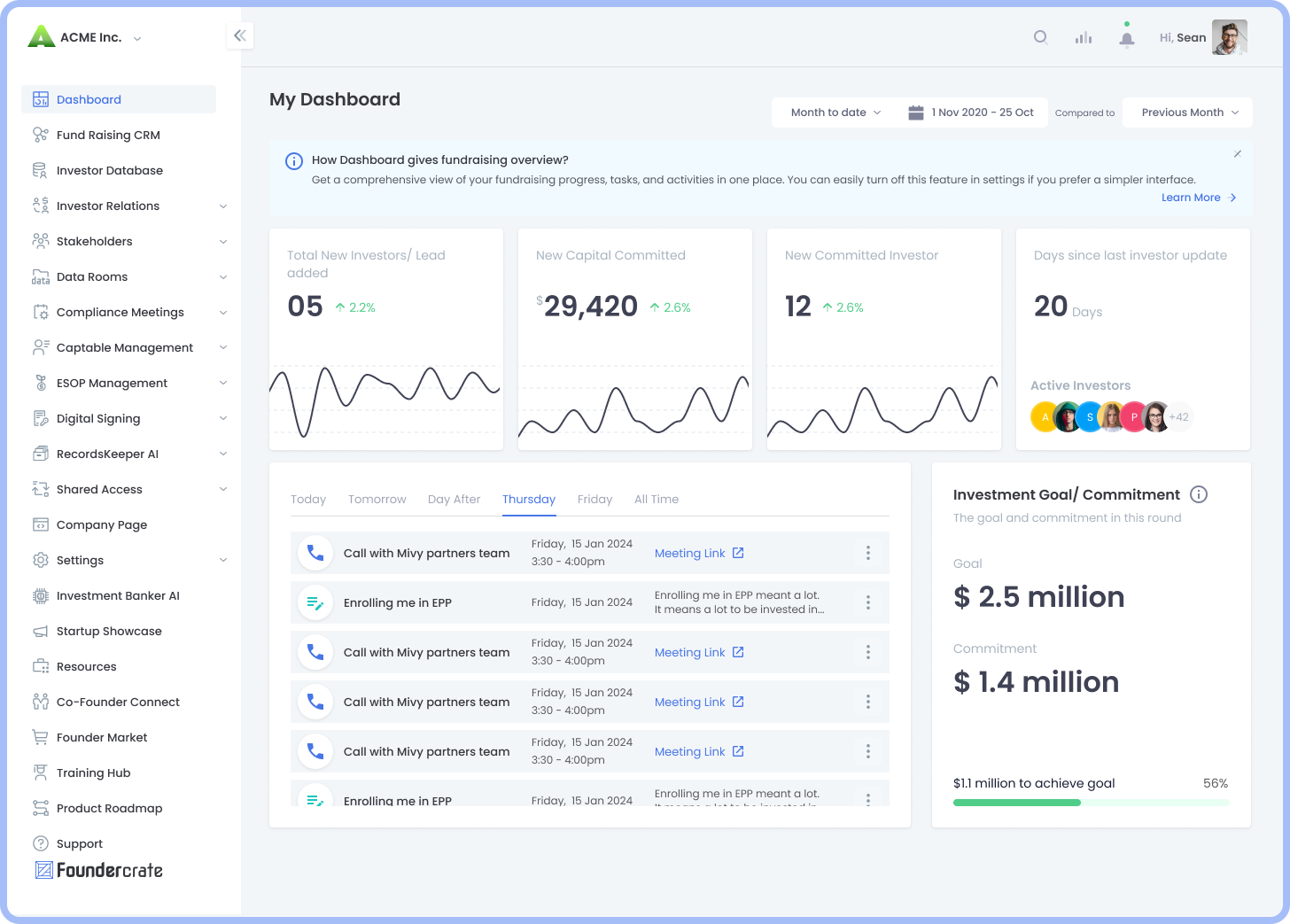 Foundercrate Dashboard