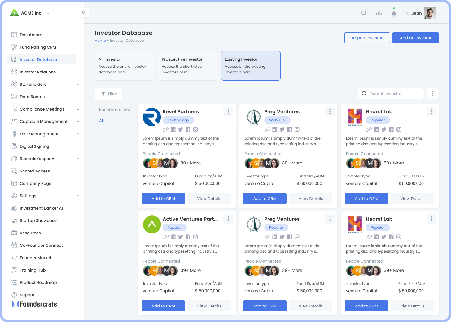 Foundercrate Investors Database