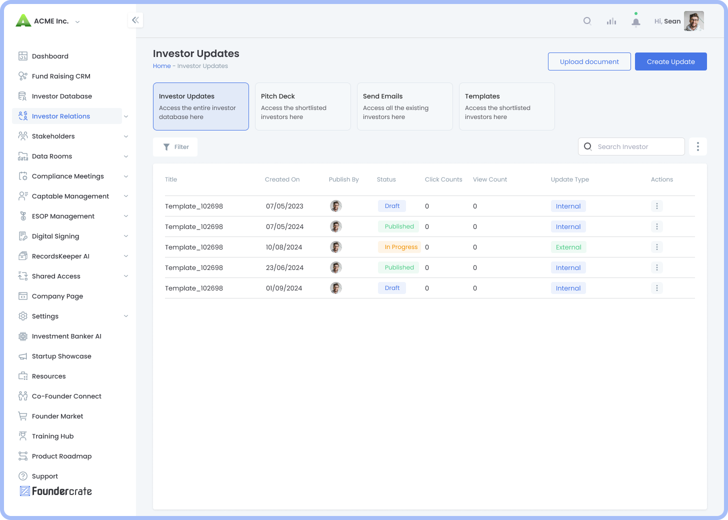 Foudercrate Investors updates